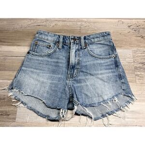 Lucky Brand High Rise‎ Cut Denim Micro Mini Shorts Lucky Pins Stonewash Sz 00/24